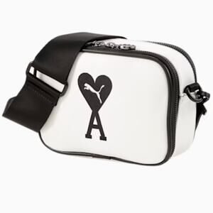 Puma AMI Paris Alexandre Mattiussi White Black‎ Faux Leather Crossbody Bag NWT